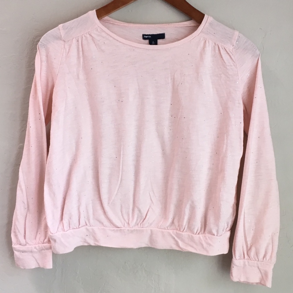 Girls GAP Pink Cotton Sparkle Top Sz L 10